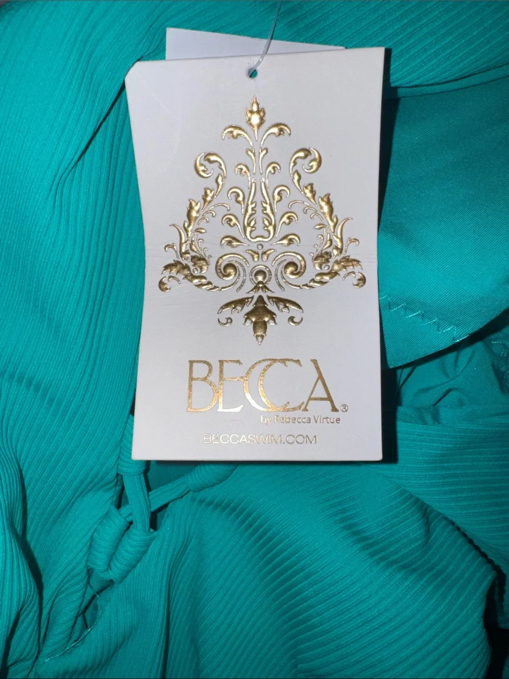 Becca Women's Modernedge One-Piece High-Leg Swimsuit Corset Tie Green M NEW